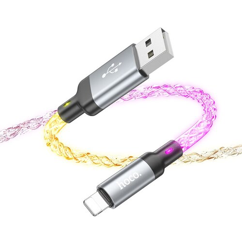 Светящийся Зарядный кабель Lightning Hoco U-112 дата кабель hoco u112 usb to lightning 1m 2 4a цветной светящийся кабель