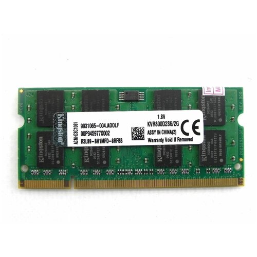Оперативная память Kingston 2 ГБ DDR2 SODIMM CL6 KVR800D2S6/2G оперативная память kingston 2 гб ddr2 800 мгц sodimm cl5 kvr800d2s5 2g