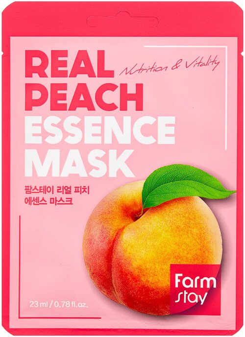 Farmstay Real Peach Essence Mask тканевая маска с экстрактом персика, 23 мл