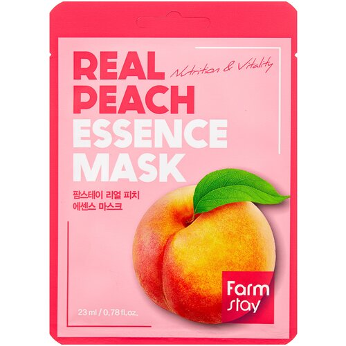 Купить Farmstay Real Peach Essence Mask тканевая маска с экстрактом персика, 23 мл, 3 уп.