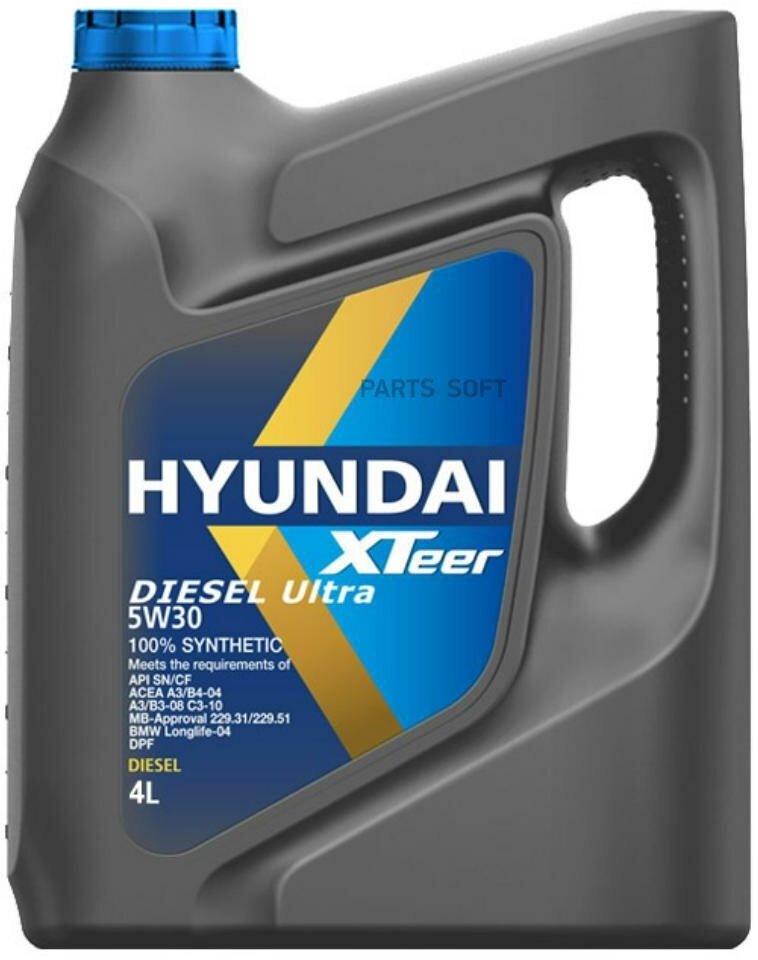 Масло hyundai xteer diesel ultra 5w30 4 л синтетическое моторное