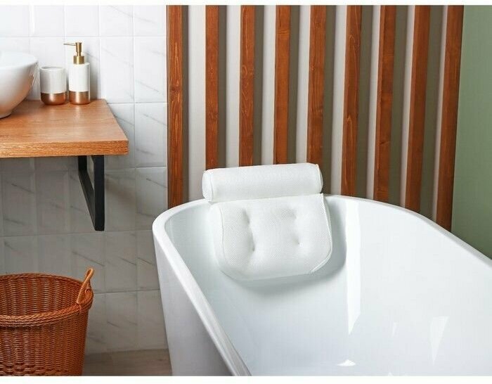 Подушка для ванной SPA Premium, на присосках, цвет белый - фотография № 9
