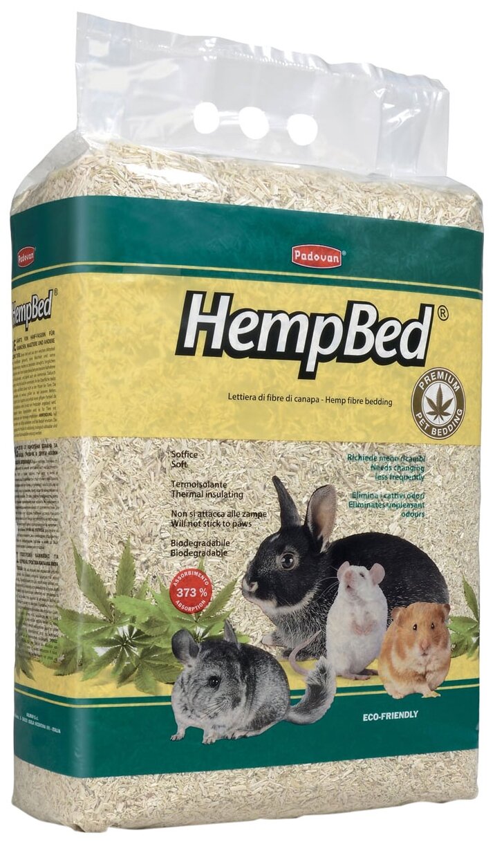 Подстилка Padovan HEMP BED из пенькового волокна для мелких домашних животных, кроликов, грызунов (3кг/30л) - фотография № 3