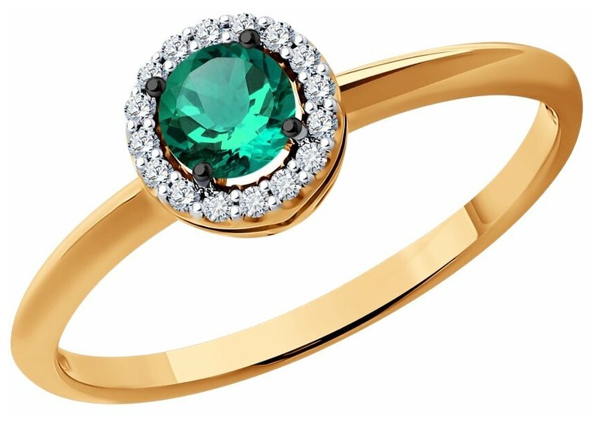 Кольцо Diamant, красное золото, 585 проба, изумруд, бриллиант