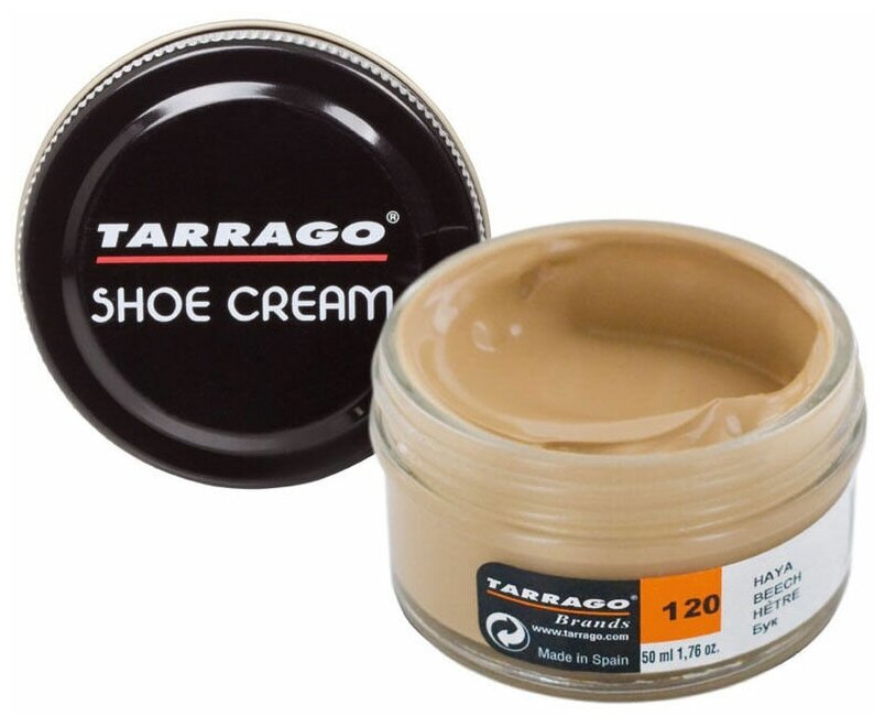 Крем для обуви, всех видов гладких кож, TARRAGO, SHOE Cream, стекло, 50мл., TCT31-120 BEECH (Бук) - фотография № 1