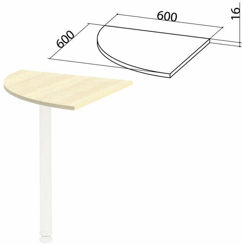 Стол приставной угловой "Канц", 600х600х750 мм, без опоры, цвет дуб молочный, ПК34.15
