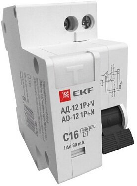 Выключатель автоматический дифференциального тока EKF АД-12 (DA12-25-30-bas)