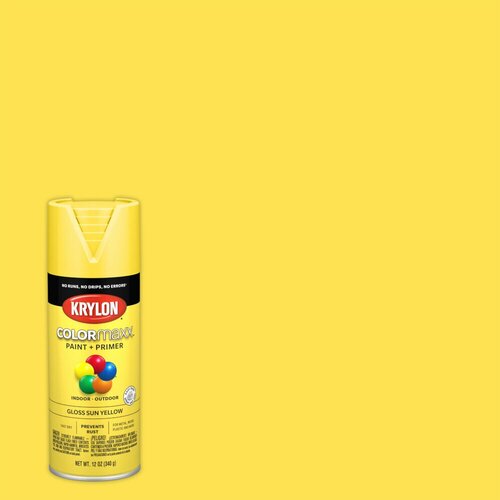 Краска универсальная KRYLON Colormaxx Gloss Sun Yellow (солнечно желтый, глянцевый)