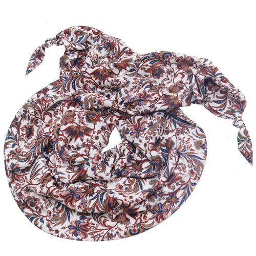 фото Шарф женский весенний, шерсть, вискоза, разноцветный, двойной шарф-долька оланж ассорти серия сингапур с узелками