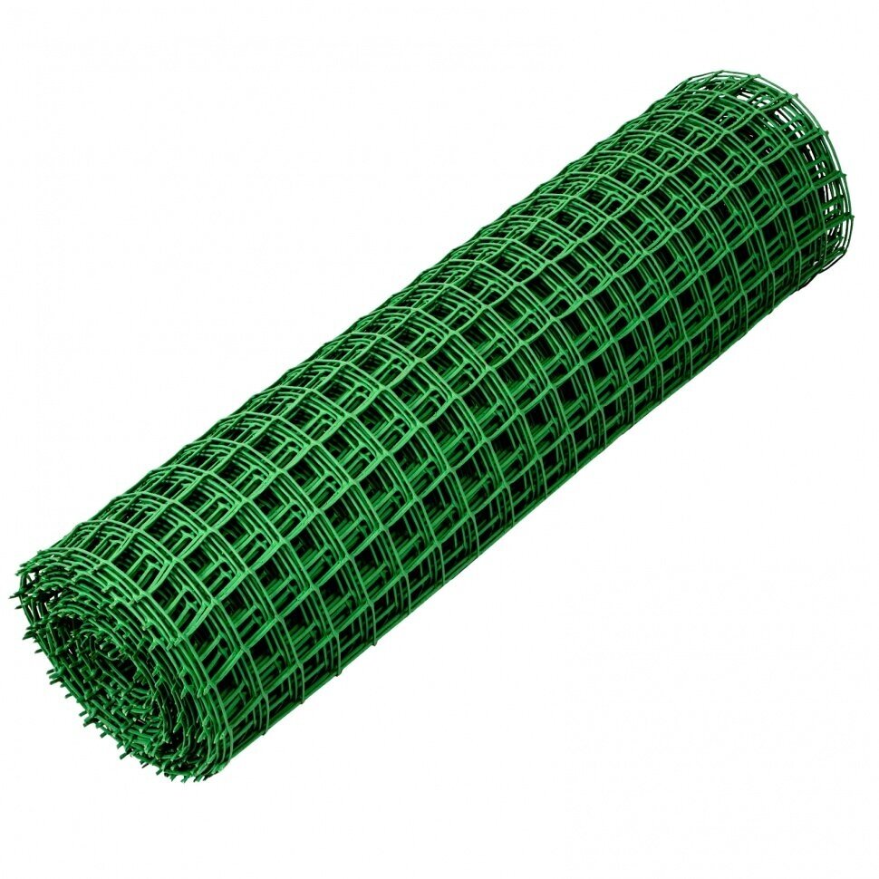 Решетка заборная в рулоне 1х20 м, ячейка 50х50 мм, пластиковая, зеленая 64516