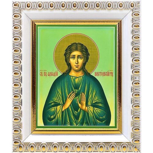 Преподобный Аркадий Новоторжский, Вяземский, икона в белой пластиковой рамке 8,5*10 см