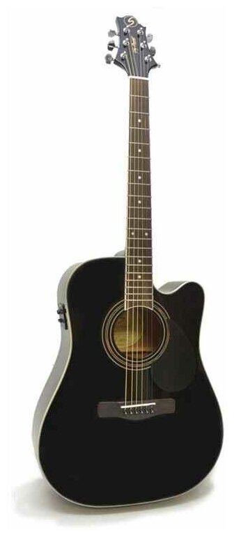 GREG BENNETT GD100SCE/BK - электроакустическая гитара с вырезом, красное дерево, актив, цвет черный
