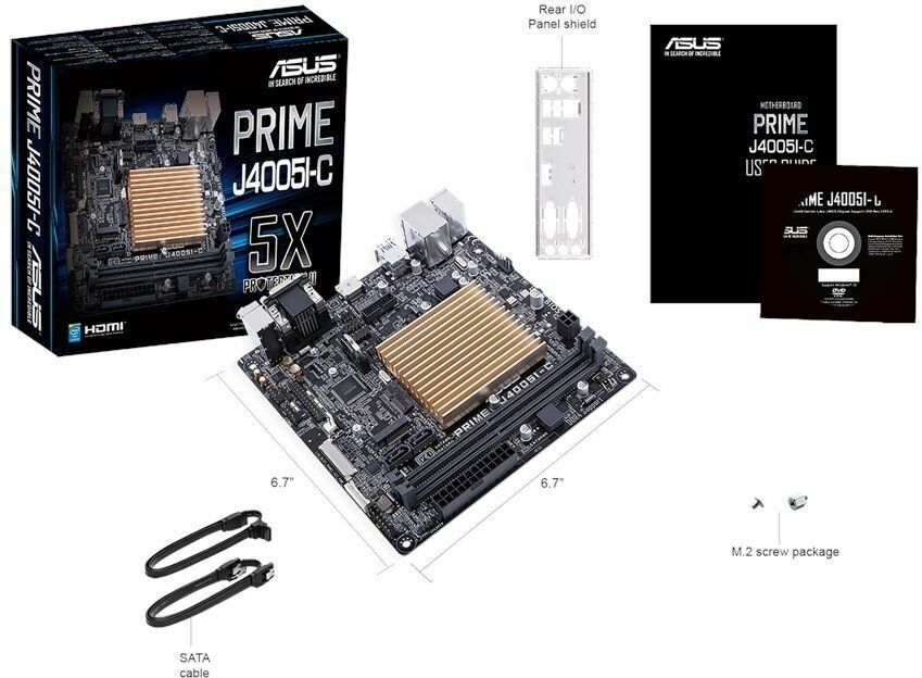 Материнская плата Asus PRIME J4005I-C (BGA 1090, Intel Celeron J4005 2x2.0 ГГц, 2xDDR4-2400 МГц, 1xM.2, Mini-ITX, LAN + VGA + HDMI) - фотография № 2