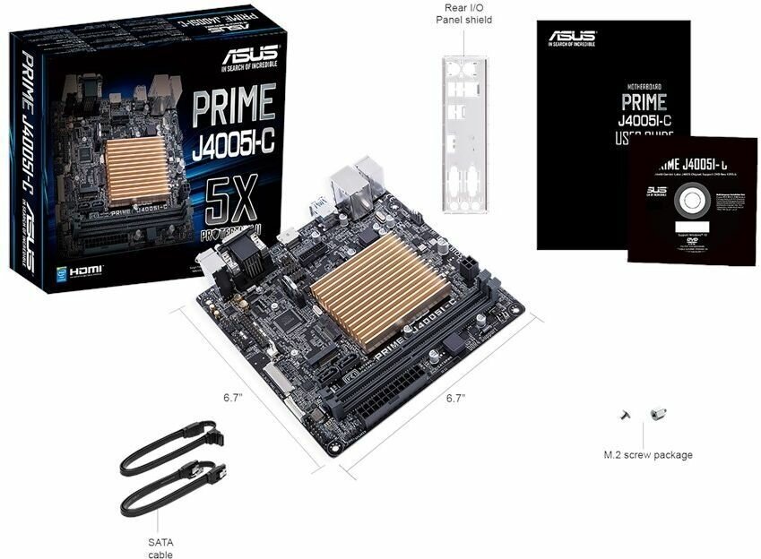 Материнская плата Asus PRIME J4005I-C 2xDDR4 mini-ITX AC`97 8ch(7.1) GbLAN+VGA+HDMI