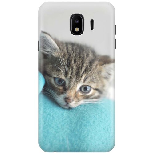 фото Gosso ультратонкий силиконовый чехол-накладка для samsung galaxy j4 (2018) с принтом "котенок на пледе"