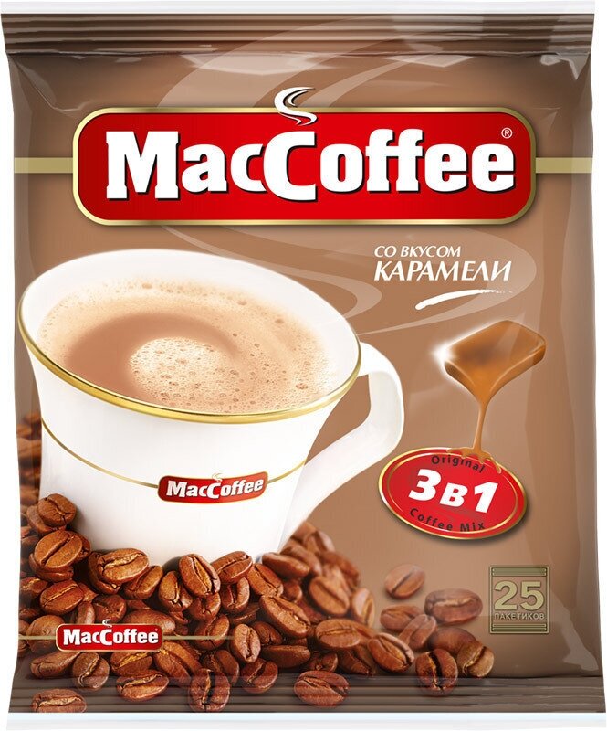 Напиток кофейный растворимый "MacCoffe" (3 в 1) со вкусом карамели 18г*25шт