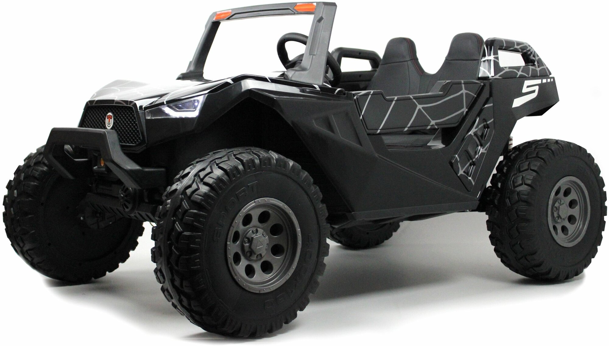 Детский электромобиль BAGGY, двухместный 4WD (нагрузка 100 кг.) - A707AA черный Spider