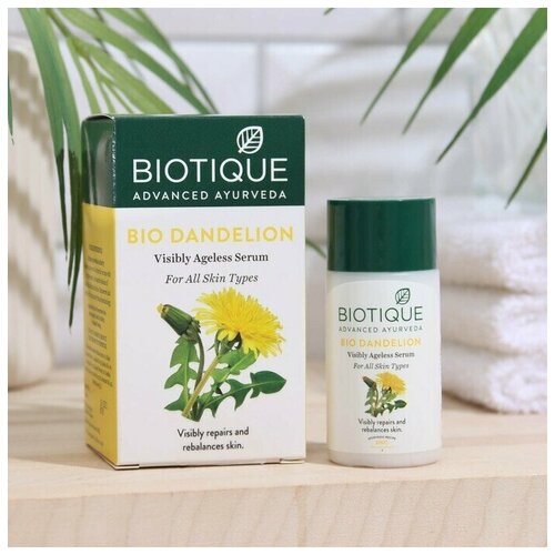 Сыворотка для лица Biotique, омолаживающая, выравнивающая тон, для увядающей кожи с экстрактом одуванчика, 40 мл