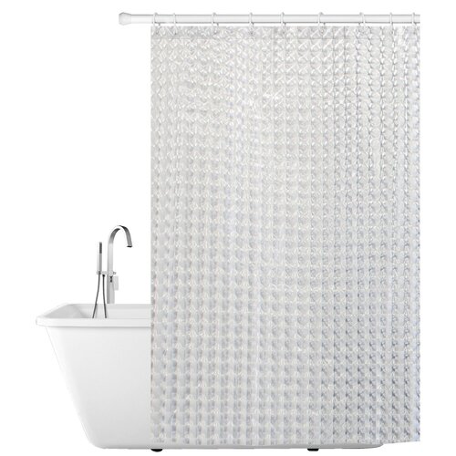 Штора для ванной 3D 180x180см прозрачный/Шторка в ванную/Штора прозрачная для ванны