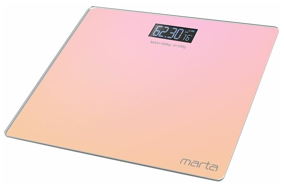 MARTA MT-SC1691 оранжево-розовый LCD весы напольные диагностические умные с Bluetooth