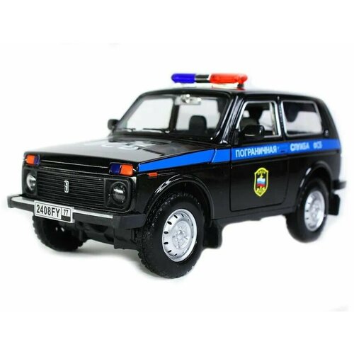 Коллекционная машинка игрушка металлическая Нива ВАЗ 2121 для мальчиков масштабная модель 1:24 ФСБ черная