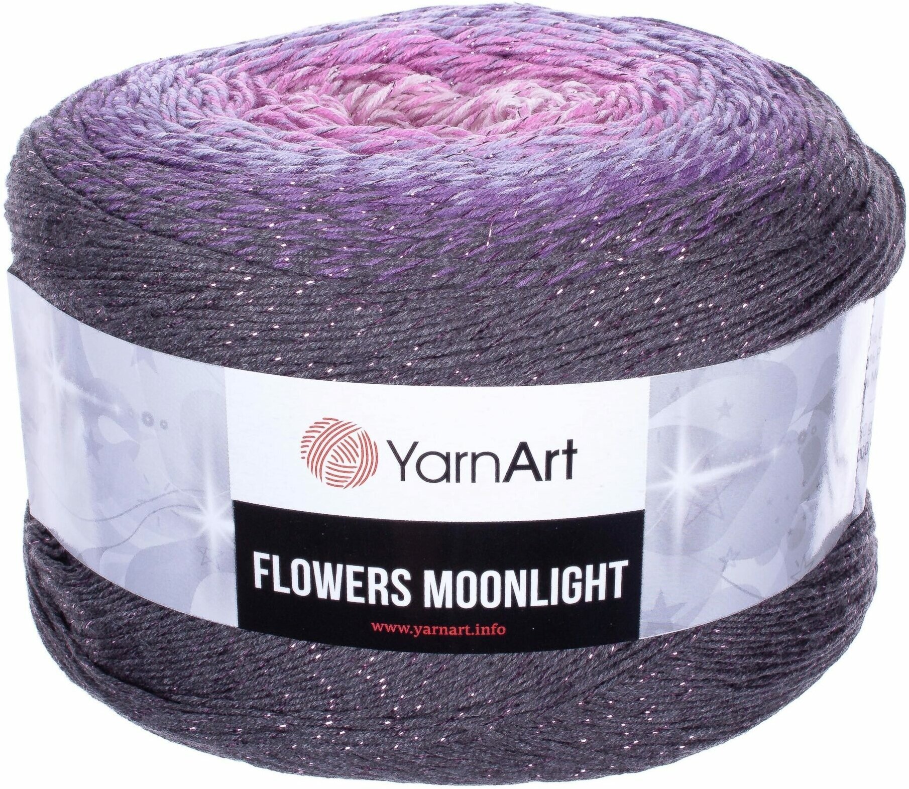 Пряжа YarnArt Flowers Moonlight темно серый-сирень-св. розовый (3276), 53%хлопок/43%акрил/4%металлик, 1000м, 260г, 1шт