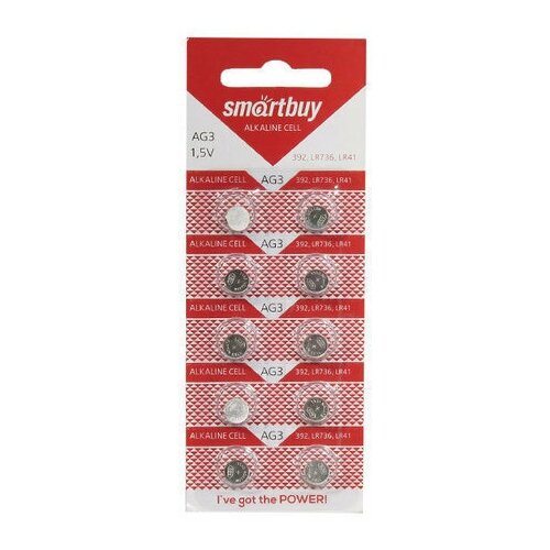 Батарейка SmartBuy AG3, 1.5V (392, LR736, LR41; 10шт)