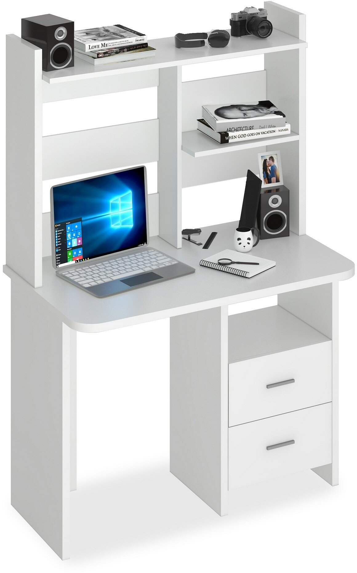 Компьютерный стол Мэрдэс СКЛ-Прям100+НКЛ-100 Белый - фотография № 4