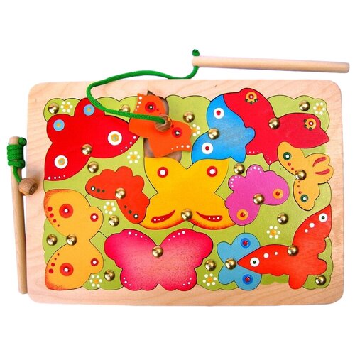 Развивающая игрушка Крона Бабочки, красный/желтый/зеленый/голубой магнитная мозаика крона рыбалка 11 деталей