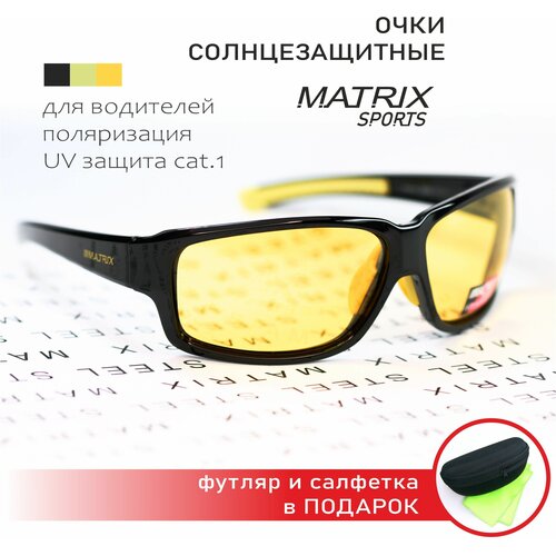 Солнцезащитные очки Matrix, прямоугольные, оправа: пластик, спортивные, поляризационные, с защитой от УФ, черный