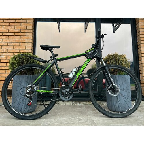 Велосипед алюминиевый горный Richiesto 29 колёса рама 21 чёрно-зеленый подростковыйвзрослыйженскиймужской 2525500₽