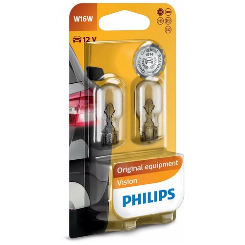 Лампа W16w 12v (16w) Vision, 2шт. Блистер Philips арт. 12067B2