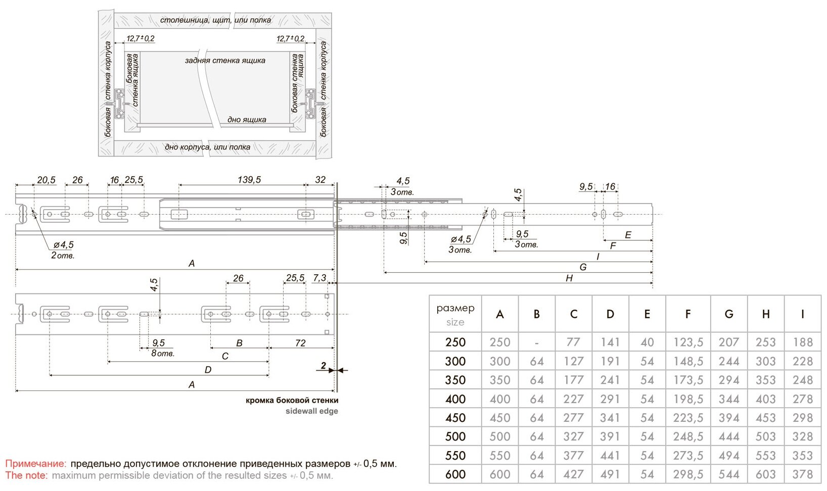 Шариковые направляющие Boyard DB3501Zn/450 - фотография № 2