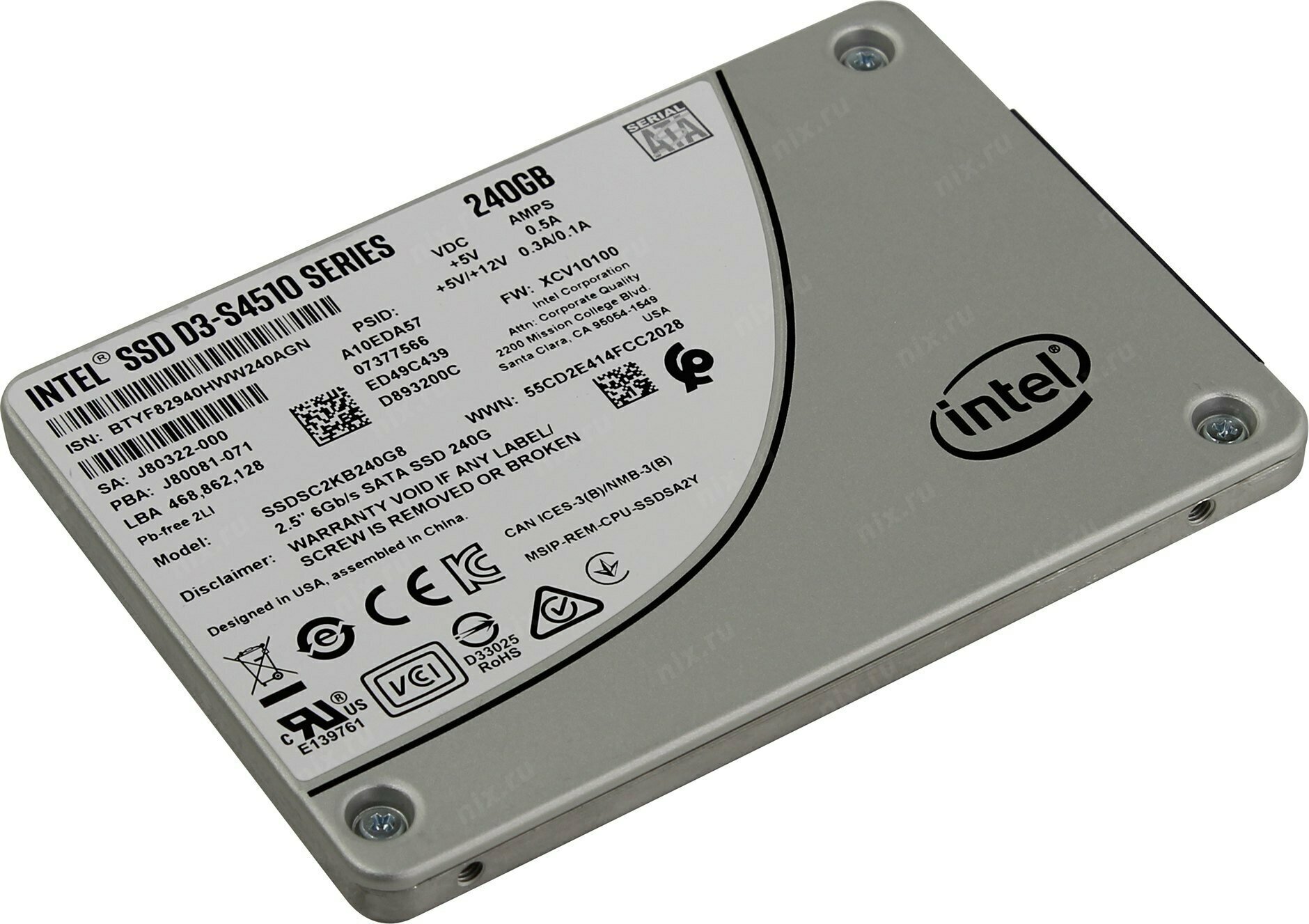 SSD накопитель INTEL DC D3-S4510 240Гб, 2.5", SATA III - фото №17