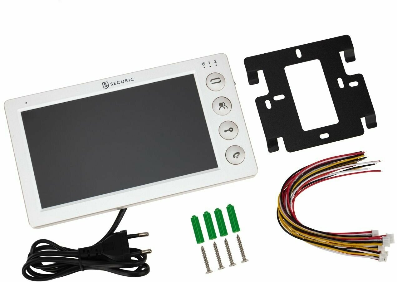 Securic Цветной монитор видеодомофона 7" формата AHD с детектором движения, функцией фото- и видеозаписи белый