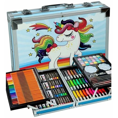 Набор для рисования / Набор для рисования в чемоданчике с Пони / Набор для рисования 147 предметов / Цвет голубой