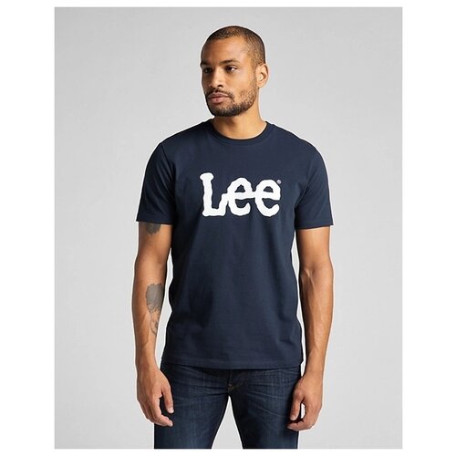 фото Футболка lee wobbly logo tee размер s, navy drop