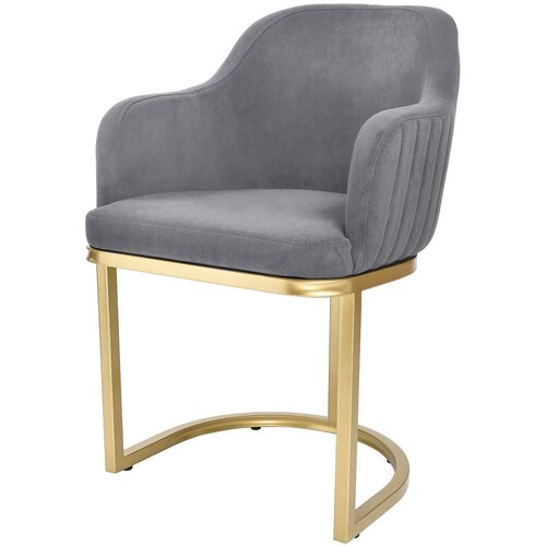 Стул Bella Gray / Gold, стул для гостиной, кресло для гостиной с золотыми ножками, серый стул с золотом
