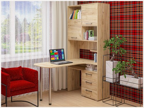 Изображение товара Стол компьютерный МК"Пирамида" СК-61, корпус + комплект фасадов, цвет крафт золотой, 200х96х135 см