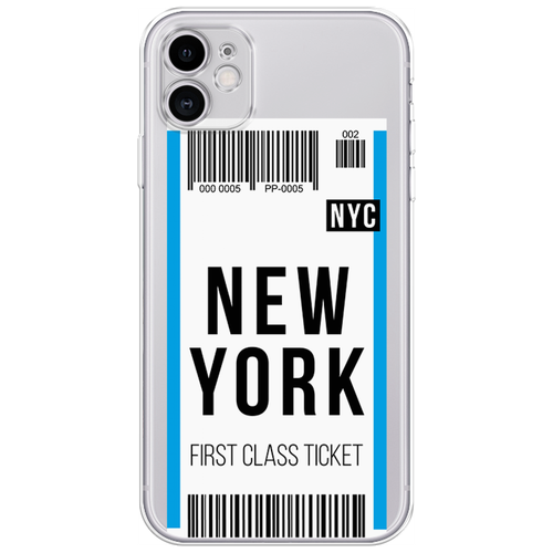 Силиконовый чехол на Apple iPhone 11 / Айфон 11 Билет в Нью-Йорк, прозрачный силиконовый чехол на apple iphone 12 айфон 12 билет в нью йорк прозрачный