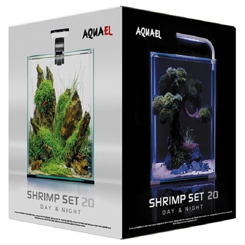 Aквариум с оборудованием AQUAEL SHRIMP SET DAY & NIGHT 20 (25х25х30см) 19л, белый