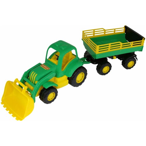 Трактор Полесье Силач №2 с прицепом и ковшом (45034), 66 см, микс трактор игрушечный силач с прицепом 2 с ковшом 45034