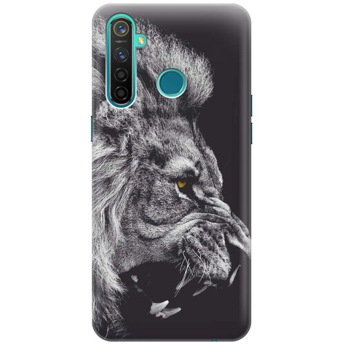 фото Cиликоновый чехол на realme 5 pro / рилми 5 про с принтом "морда льва" gosso