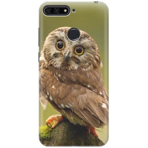 фото Cиликоновый чехол на honor 7c pro / huawei y7 pro (2018) / хонор 7с про / хуавей у7 про (2018) с принтом "сова на дереве" gosso
