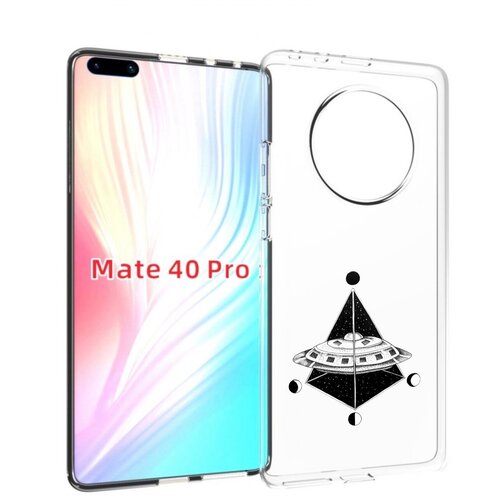 Чехол MyPads черно белая летающая тарелка для Huawei Mate 40 Pro (NOH-NX9) задняя-панель-накладка-бампер