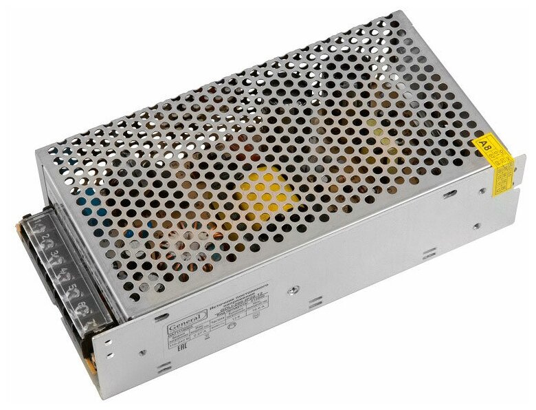 Блок питания для светодиодной ленты GENERAL 200W IP20 12V защитный кожух