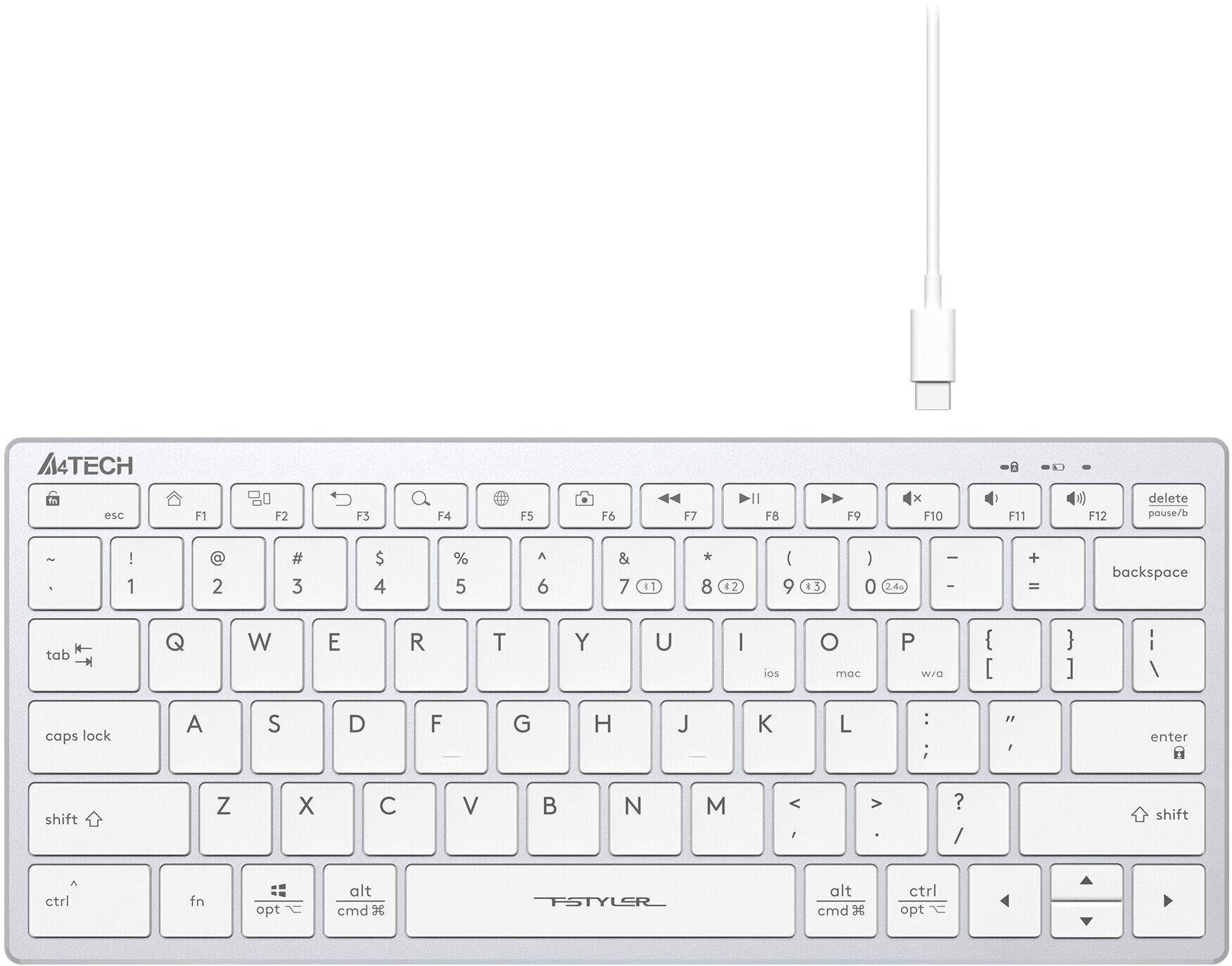 Клавиатура A4Tech Fstyler FBX51C белый USB беспроводная BT/Radio slim Multimedia (FBX51C WHITE)
