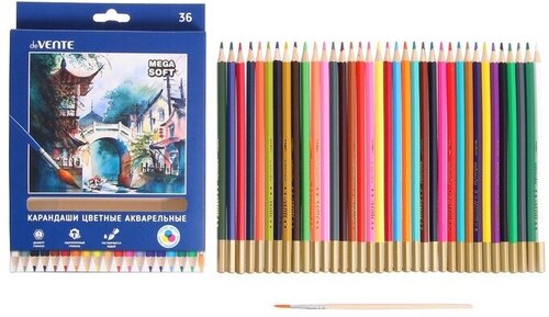 DeVENTE Карандаши акварельные 36 цвета, deVENTE Trio Mega Soft, 3 мм шестигранные