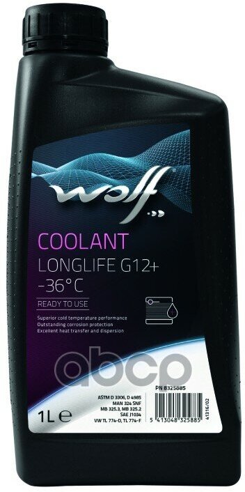 Антифриз Coolant Longlife G12+ -36°C 1L Wolf арт. 8325885