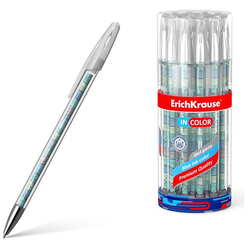 Купить Ручка гелевая ErichKrause InColor Emerald Wave, цвет чернил синий (в тубусе по 24 шт.), бесцветный